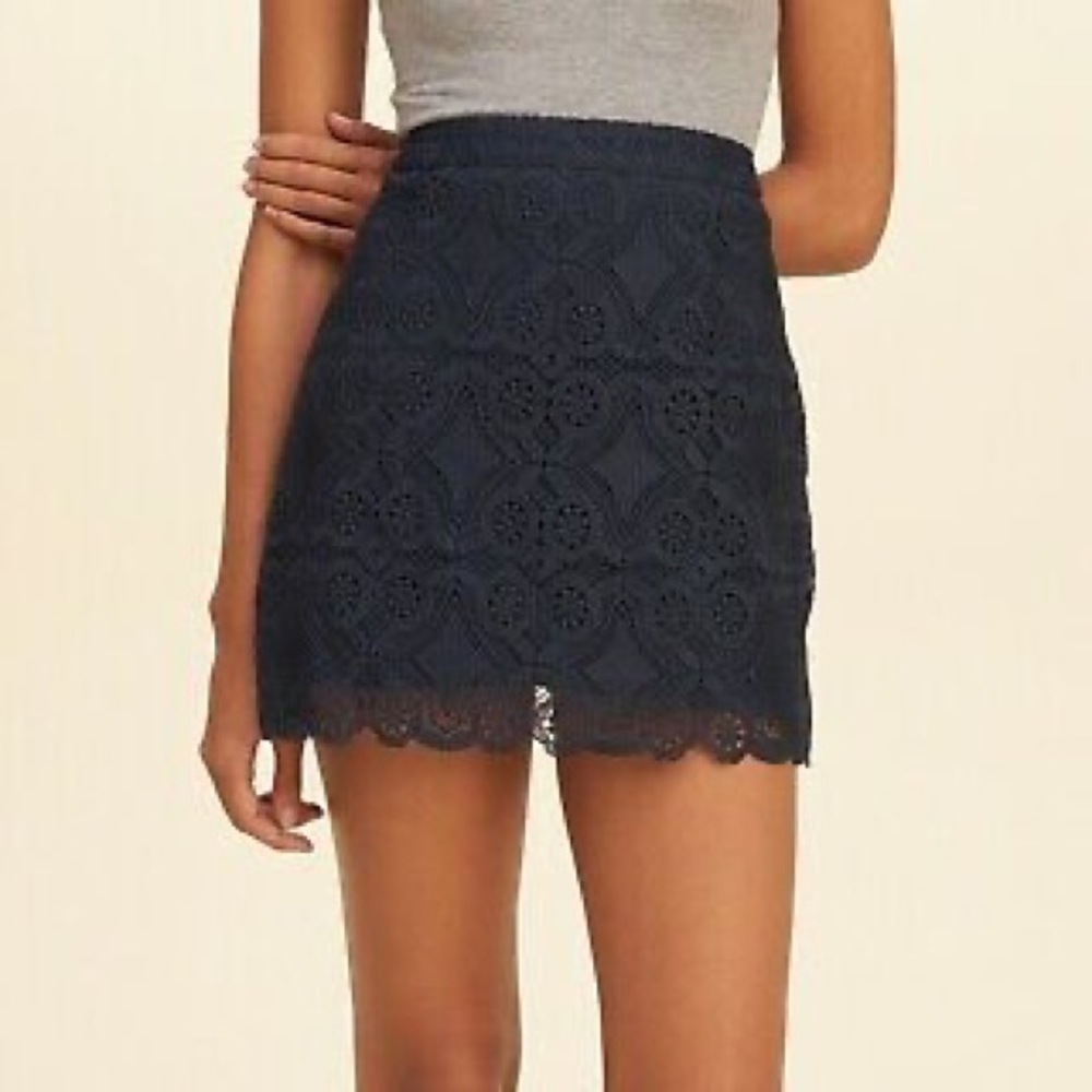 Hollister Navy Blue Lace Skirt